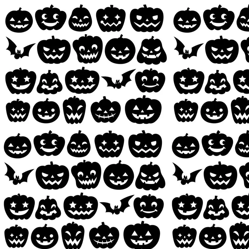 Jack O' Lanterns Silhouettes Fabric - White