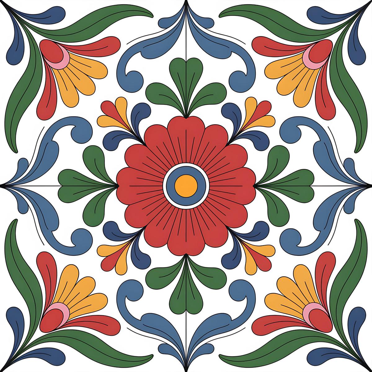 Mexican Talavera Pattern 4 Quilting Cotton Fabric