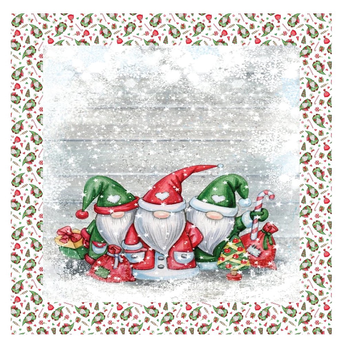 Snowy Christmas Gnomes Pillow Panels