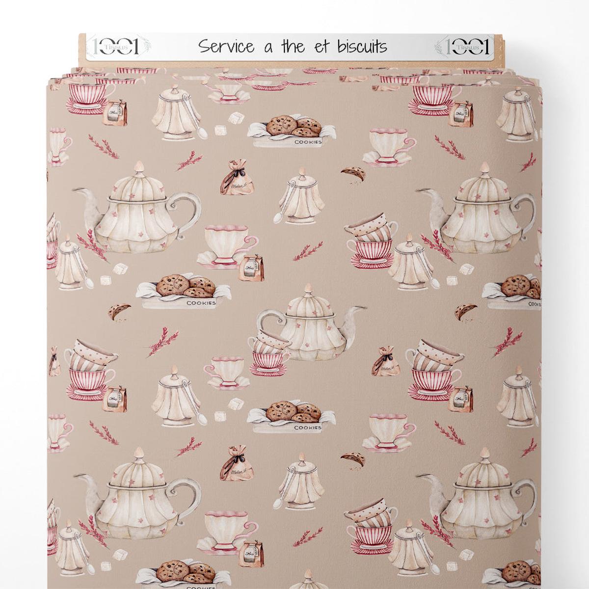 Tissu - Service th et biscuits