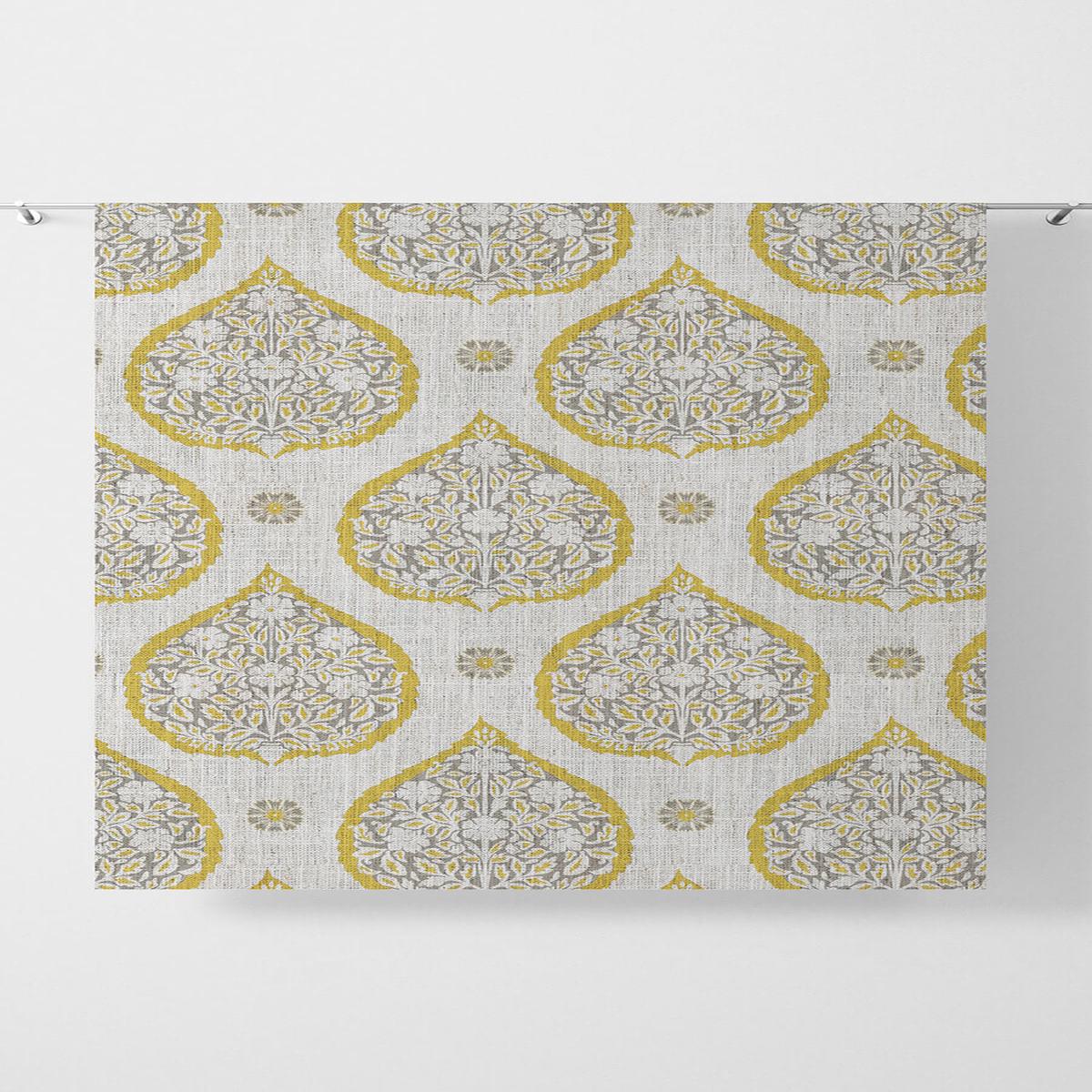 'Royal Pavillion' Fabric by the Yard (Yellow/ Gray)