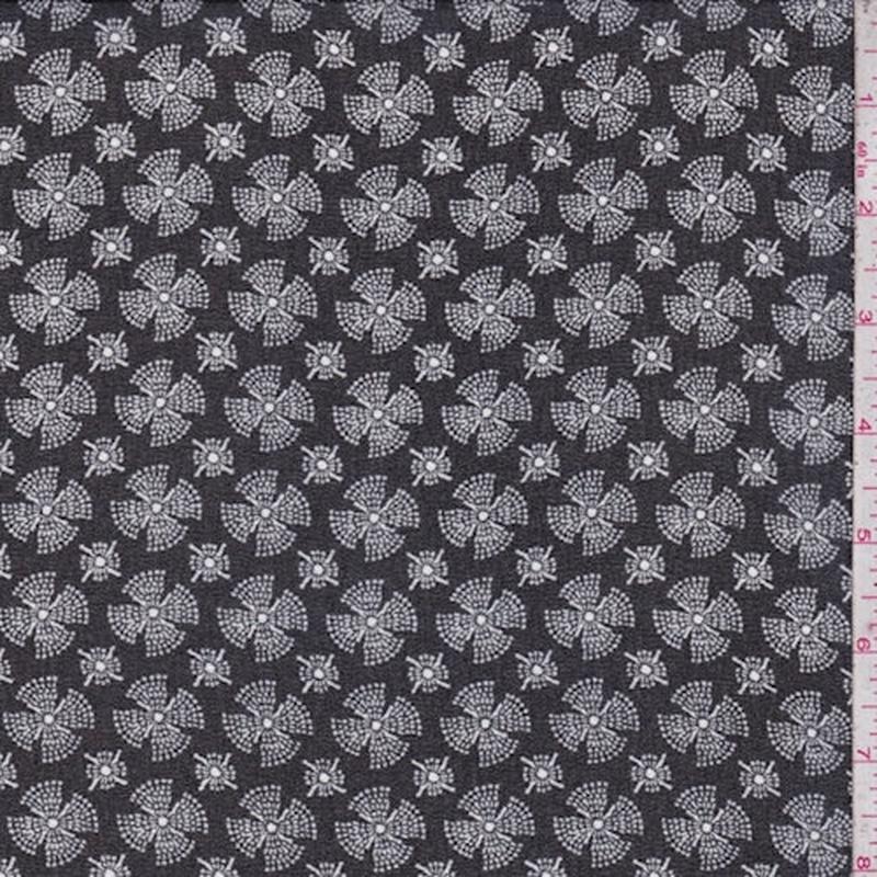 3 YD PC-Black/White Fan Medallion Georgette Fabric