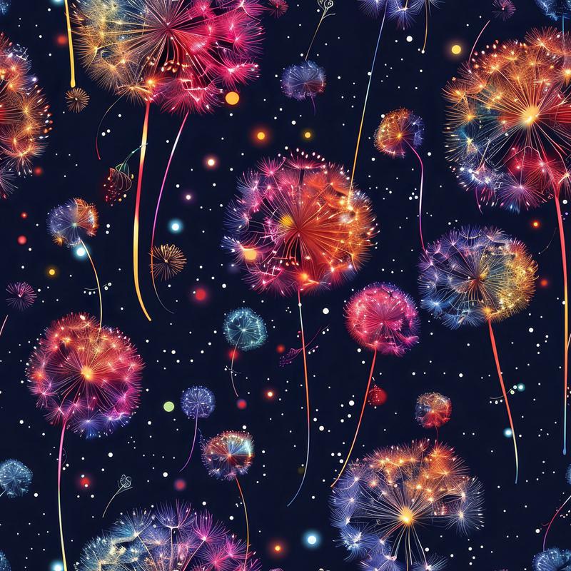 Midnight Dandelions Pattern 8 Quilting Cotton Fabric