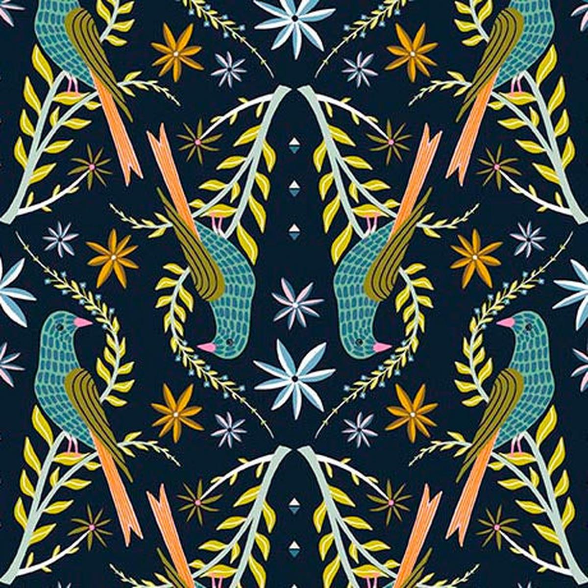 Serenade Organic Cotton Fabric, Perched Birds