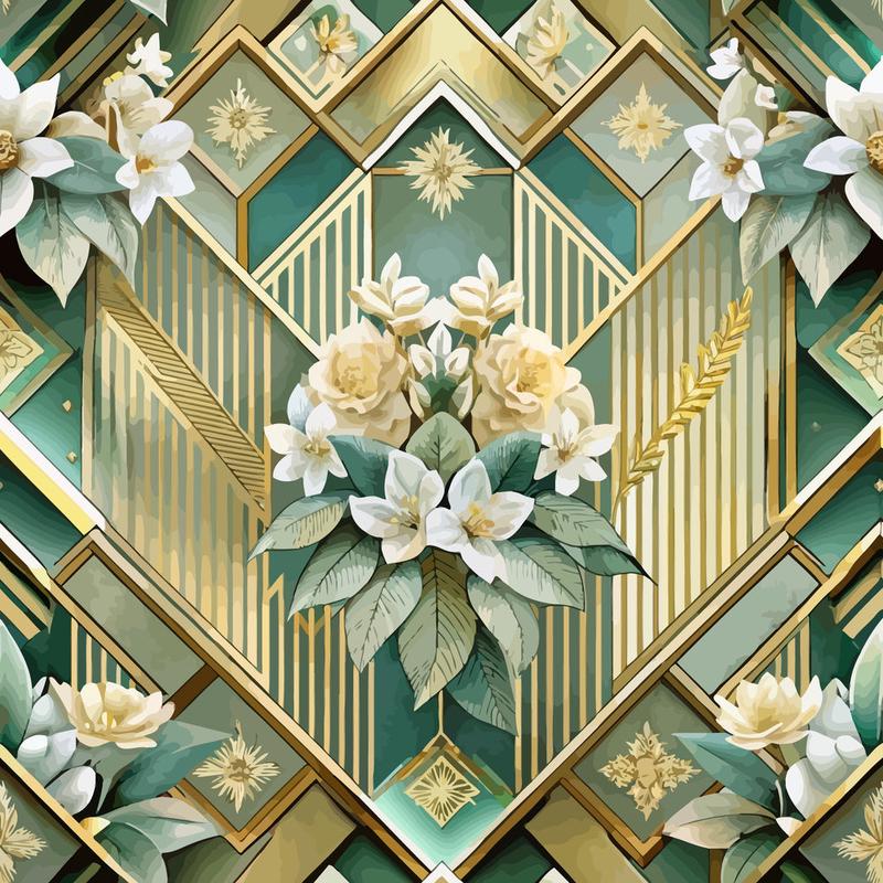 Art Deco Florals Pattern 102 Quilting Cotton Fabric
