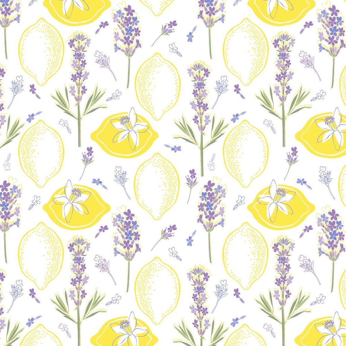 Lemons With Lavender Garnishes Fabric - Variation 2