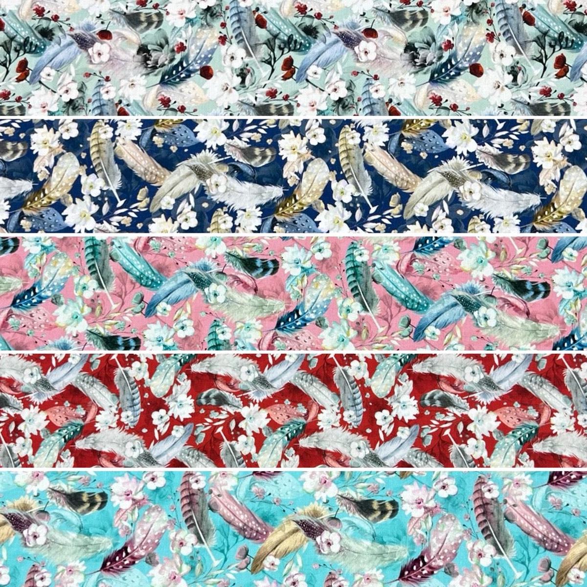 Feathers and Flowers Rose & Hubble Cotton Poplin Fabric