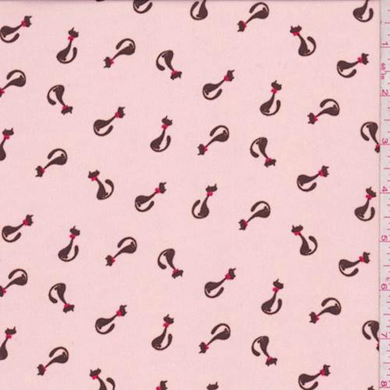 4 YD PC-Peach Cat Crepe De Chine Fabric