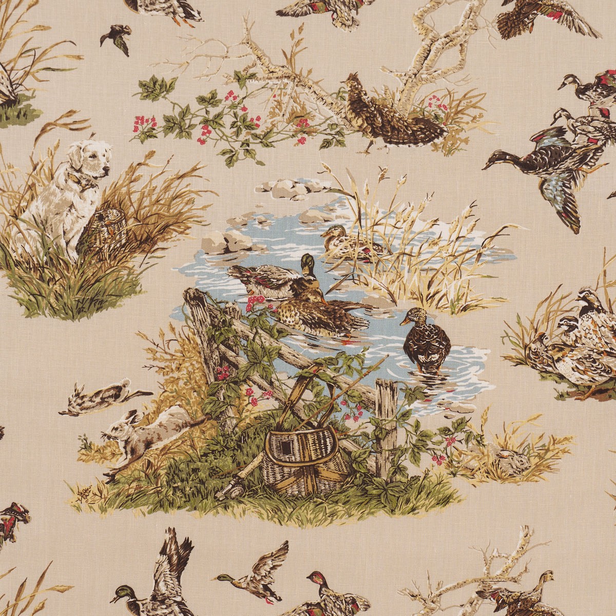 Dog & Duck Alabaster Fabric