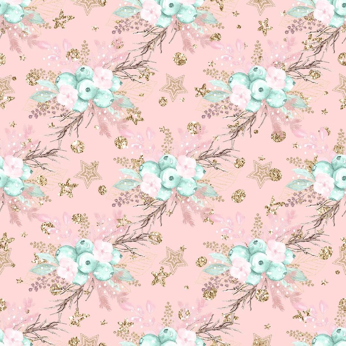 Hello Winter Pattern #2 Fabric - Pink