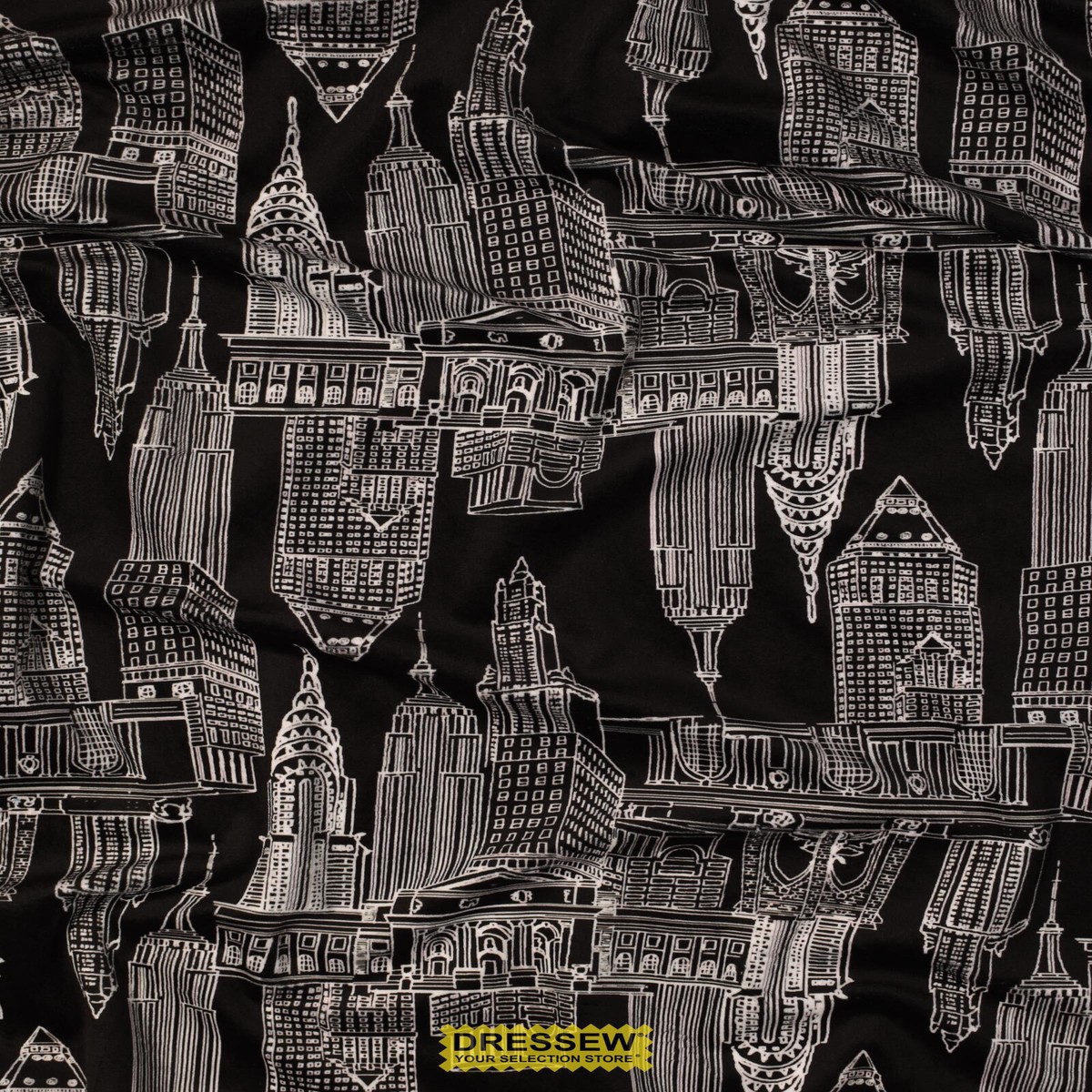 Michael Miller Minky Manhattan Skyline Black