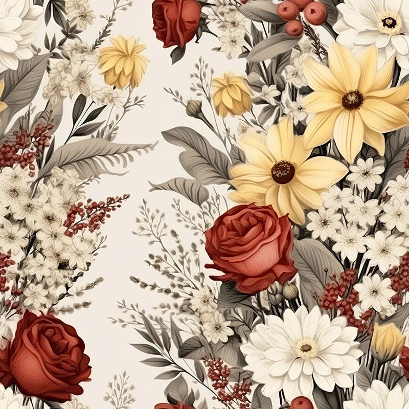 Rustic Wildflowers Bouquets Pattern 2 Quilting Cotton Fabric