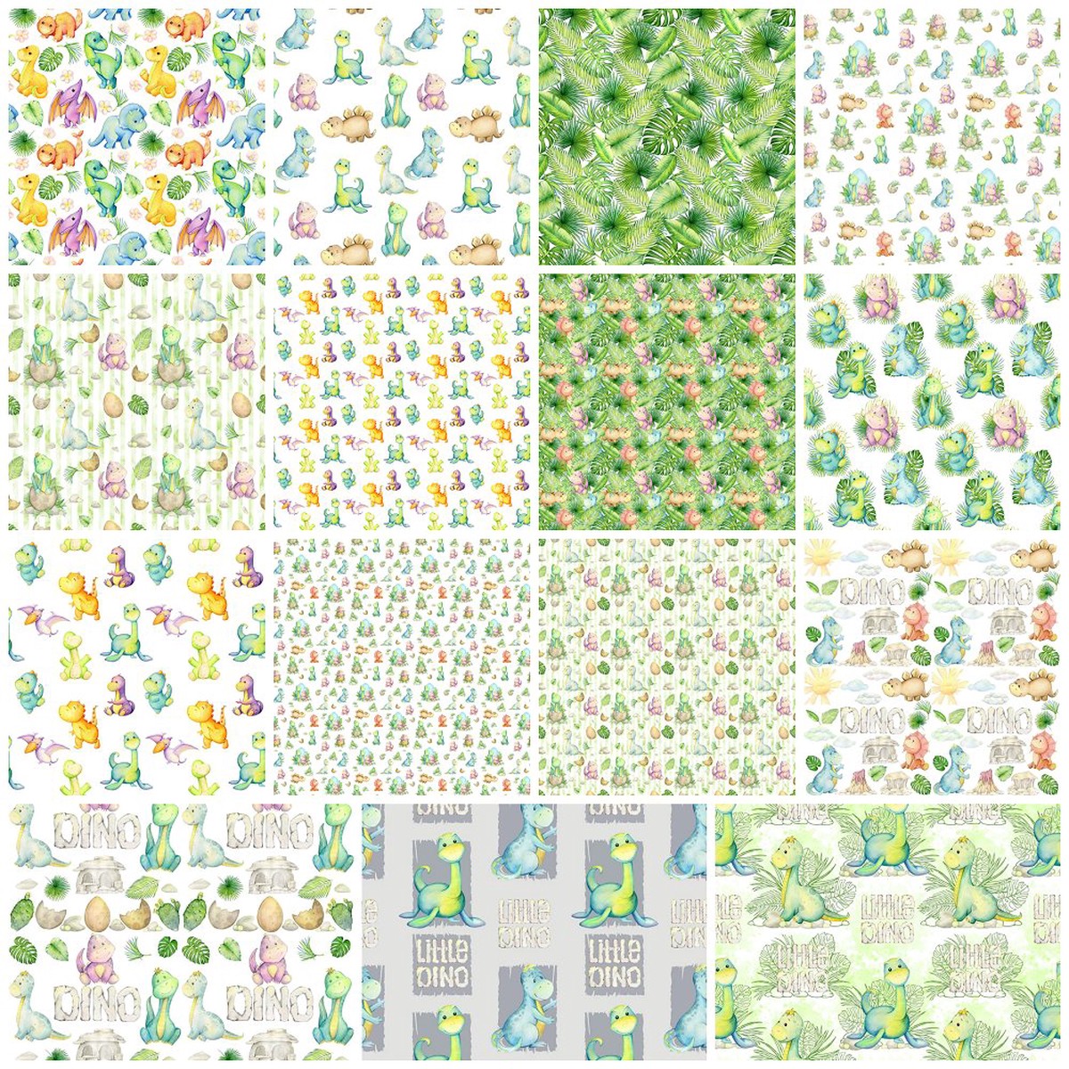 Cute Dinosaur Fat Quarter Bundle - 15 Pieces