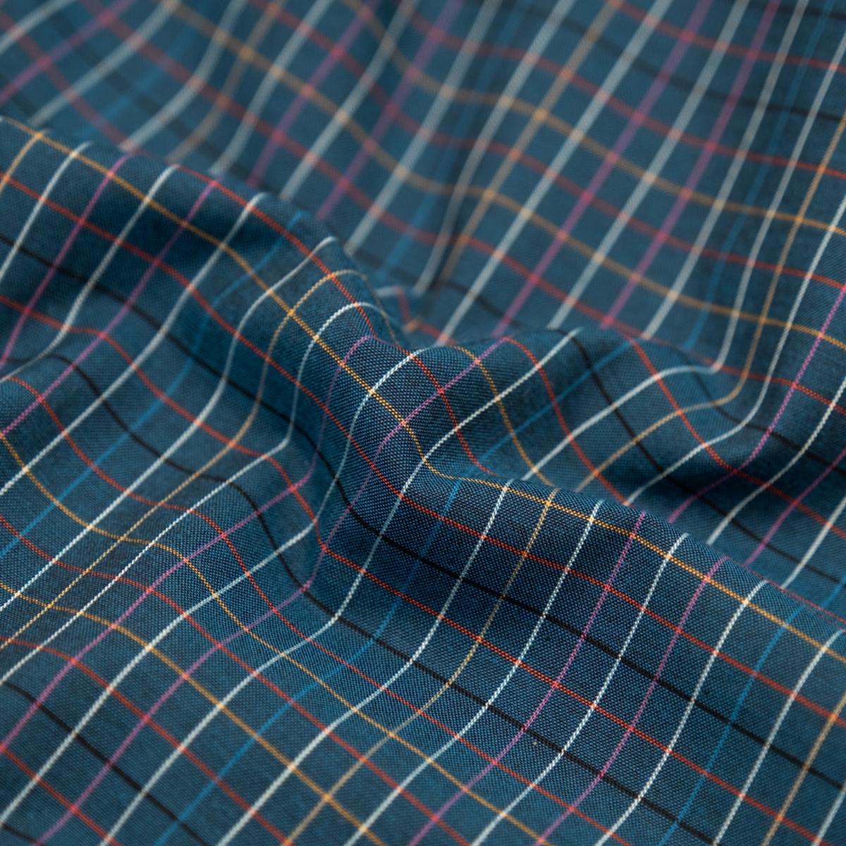 Deadstock Grid Cotton Shirting - Petrol/Multi