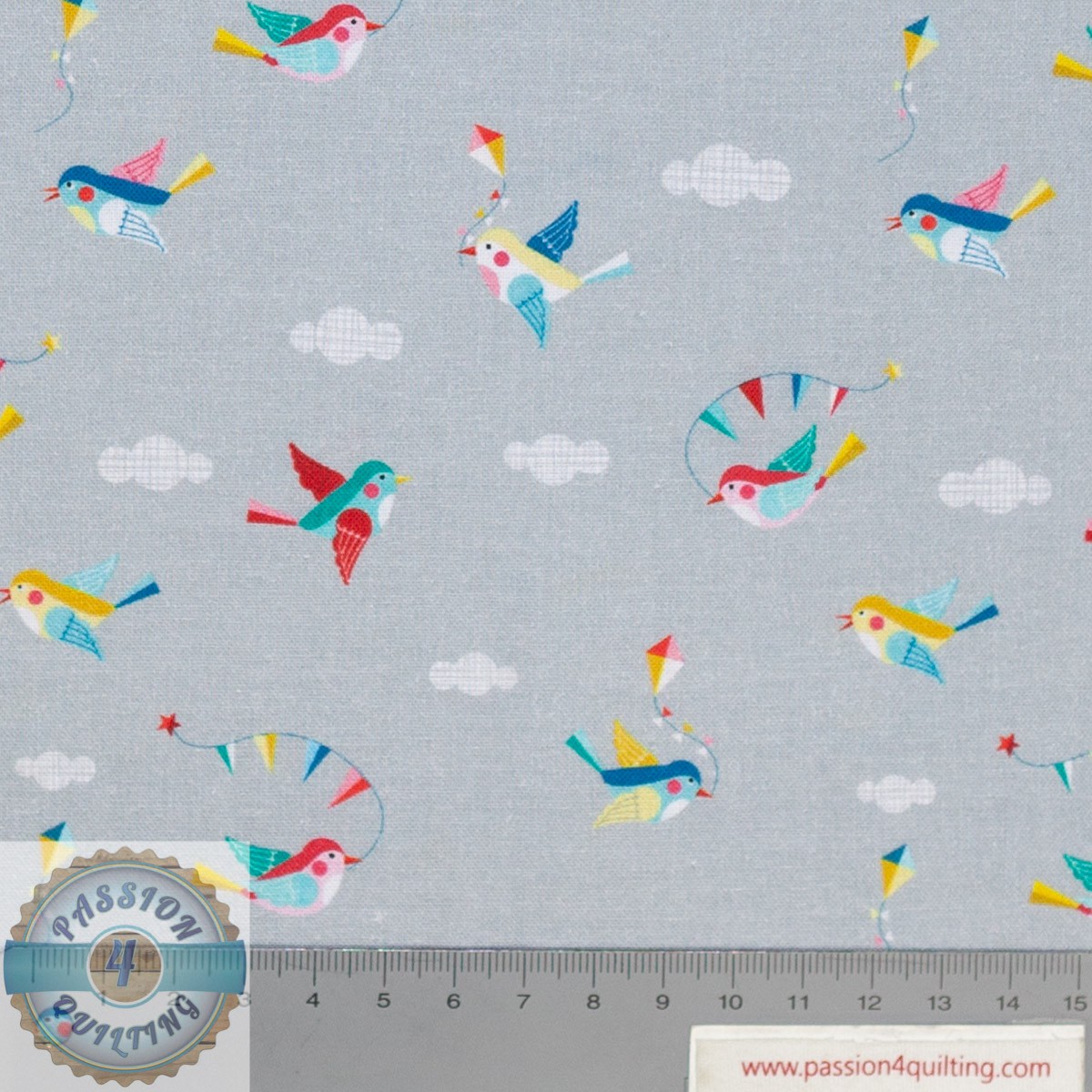 Flying High Birds on Grey Design 80350 per 25cm