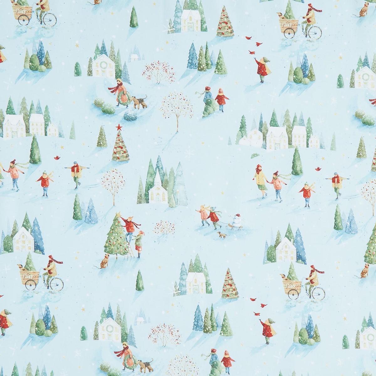 Magical Winterland - Winter Scene Blue Yardage