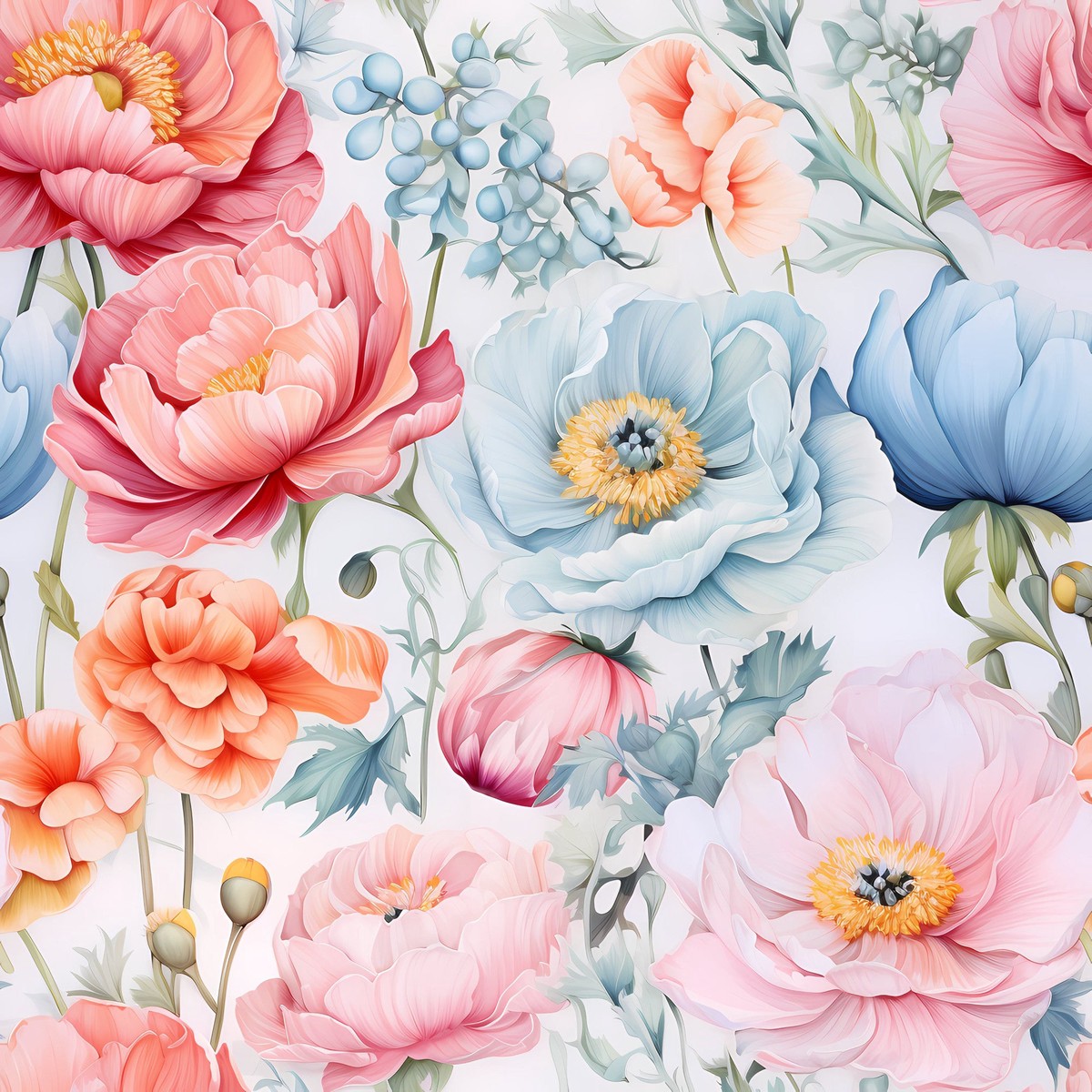 Delicate Petals Pattern 1 Quilting Cotton Fabric