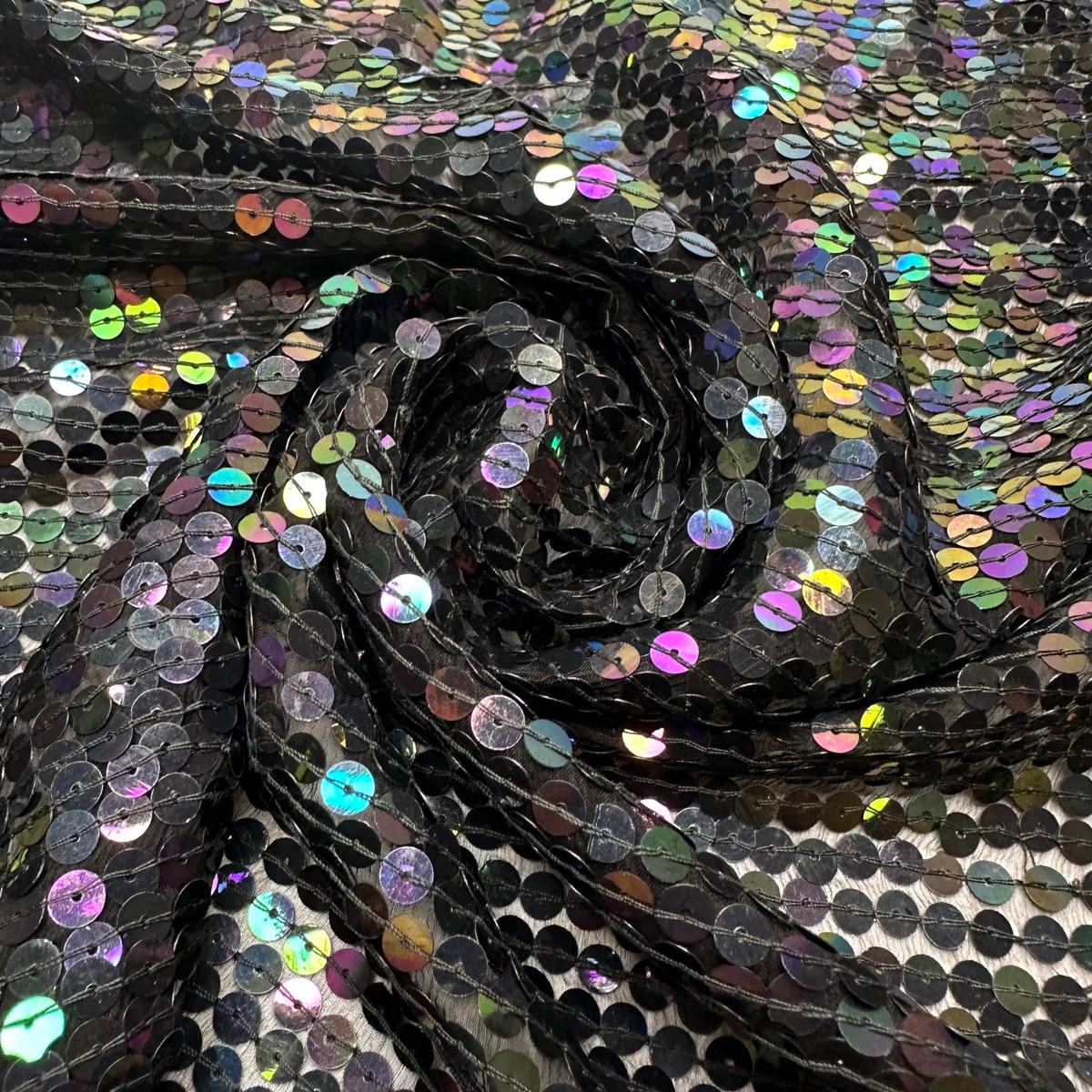 So Many Kinds Of Pies - Sequins Chiffon Silk Woven - Black Multi - 0.9M Bundle