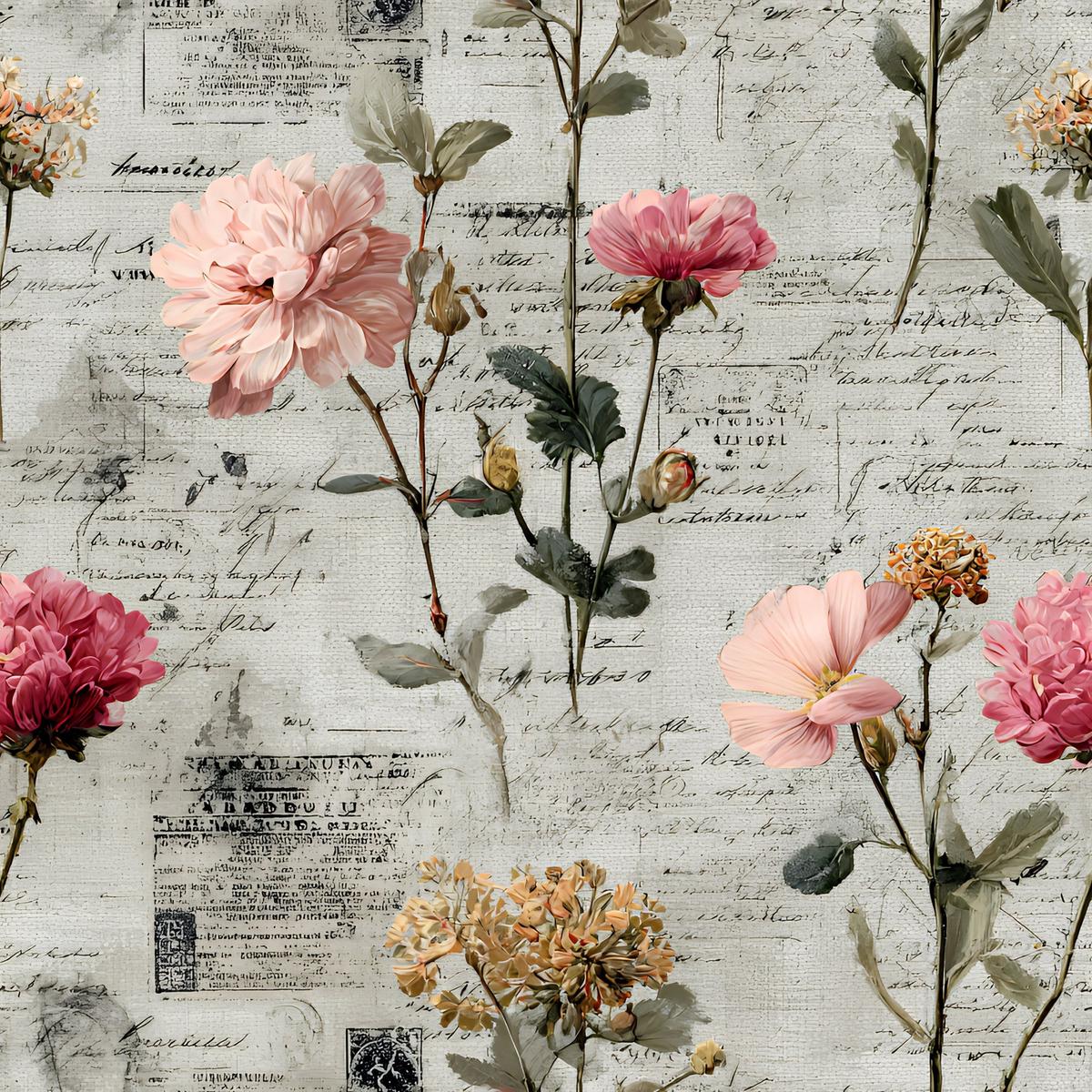 Botanical Floral Collage Pattern 3 Quilting Cotton Fabric
