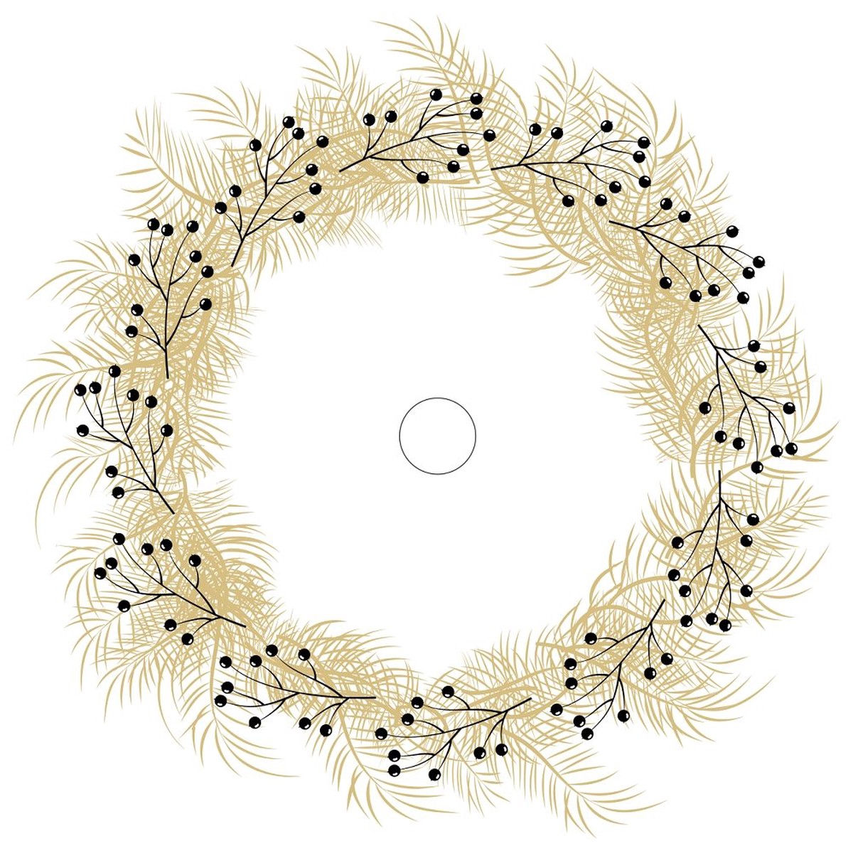 Black Gold Branches Tree Skirt Fabric Panel