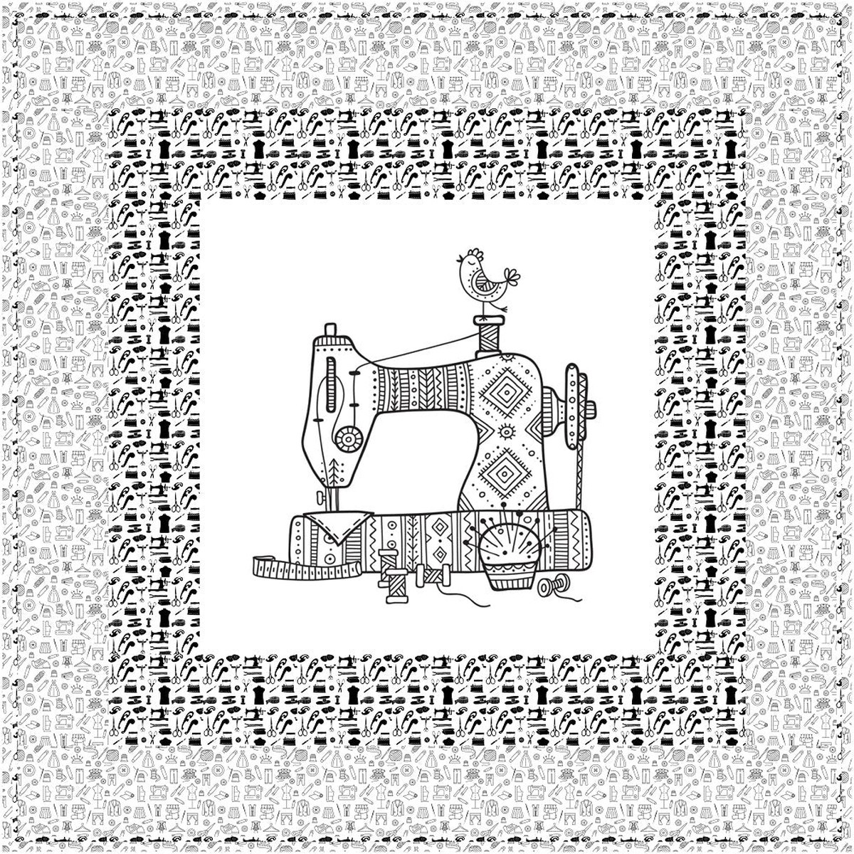 Happy Sewing Machine Wall HangingLap Quilt Kit - 42 x 42