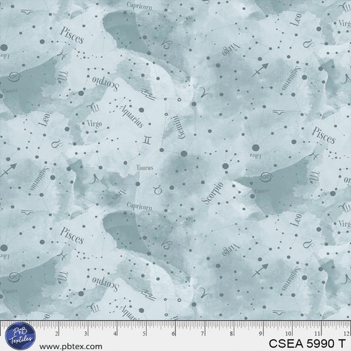 Celestial Seasons Grey Teal 4445 Fabric Per Yard