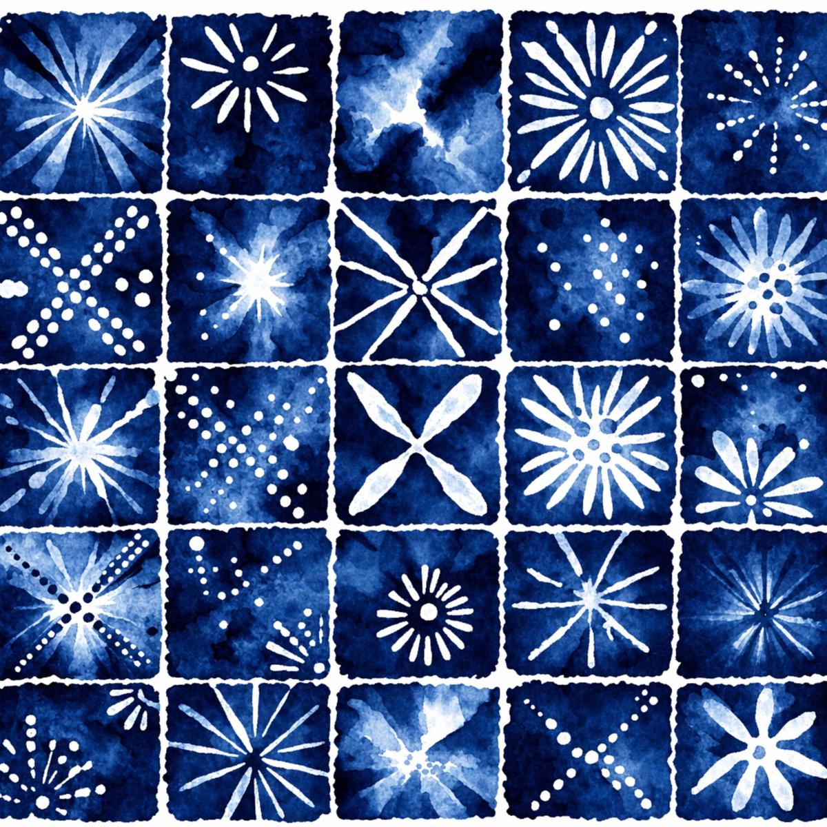 Indigo Shibori Tie Dye Pattern 25 Quilting Cotton Fabric