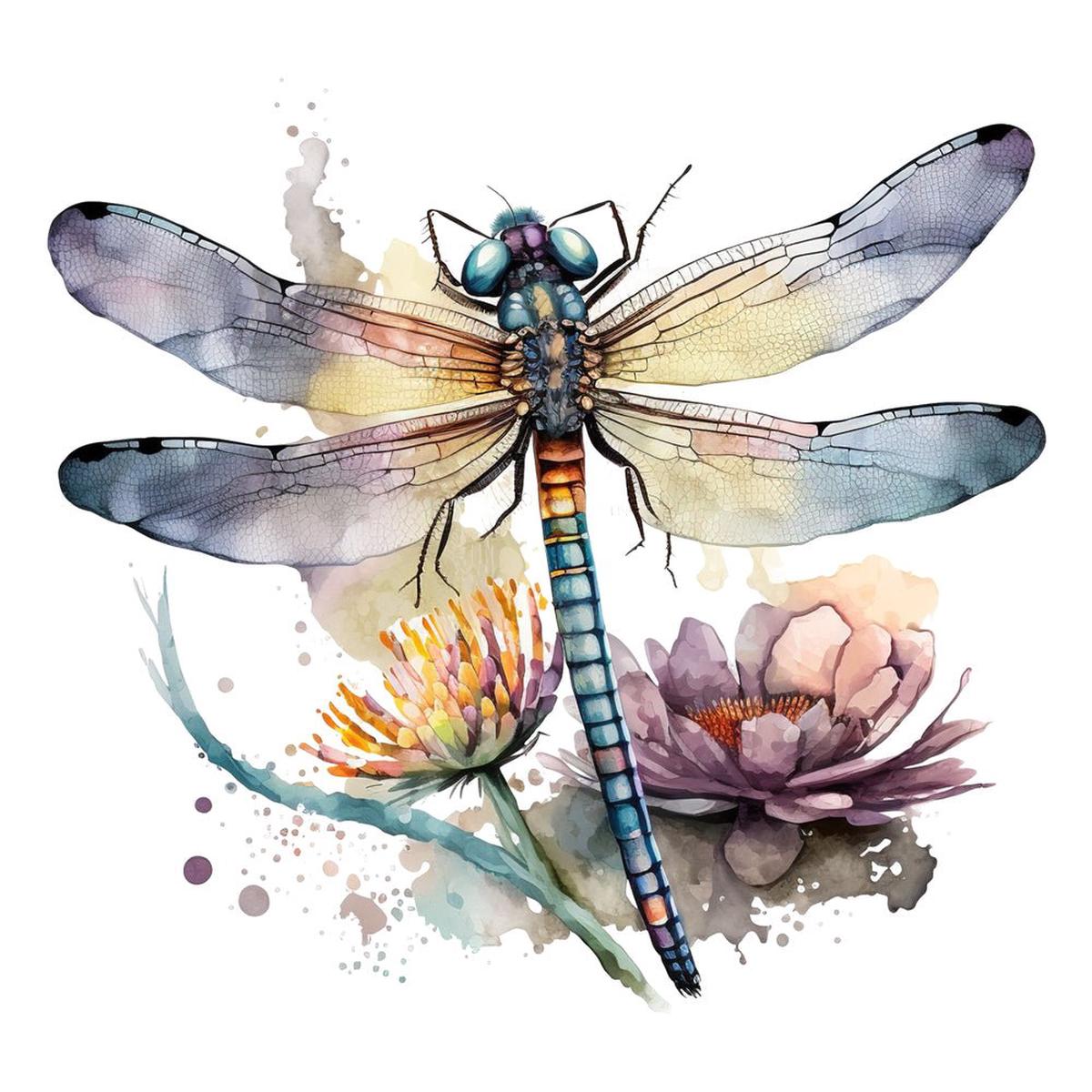 Beautiful Dragonfly Scene 6 Fabric Panel