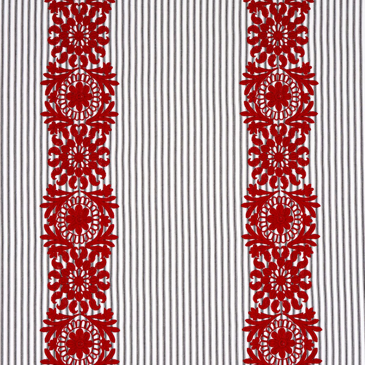 Joelle Stripe Red on Black Fabric