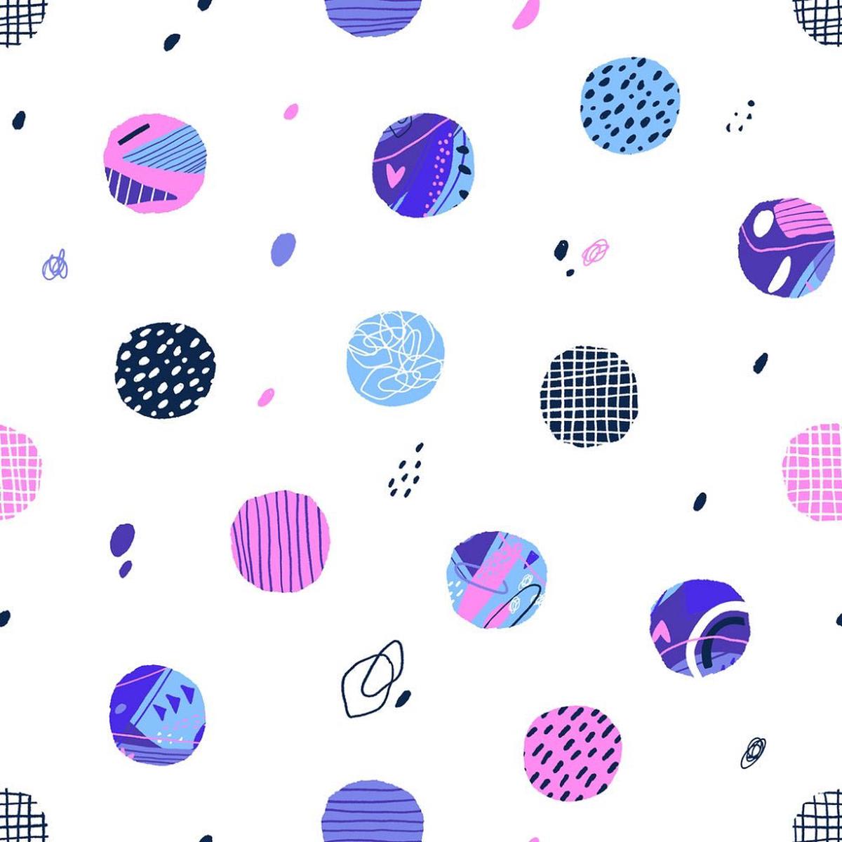 Modern Abstract Circles Fabric - White