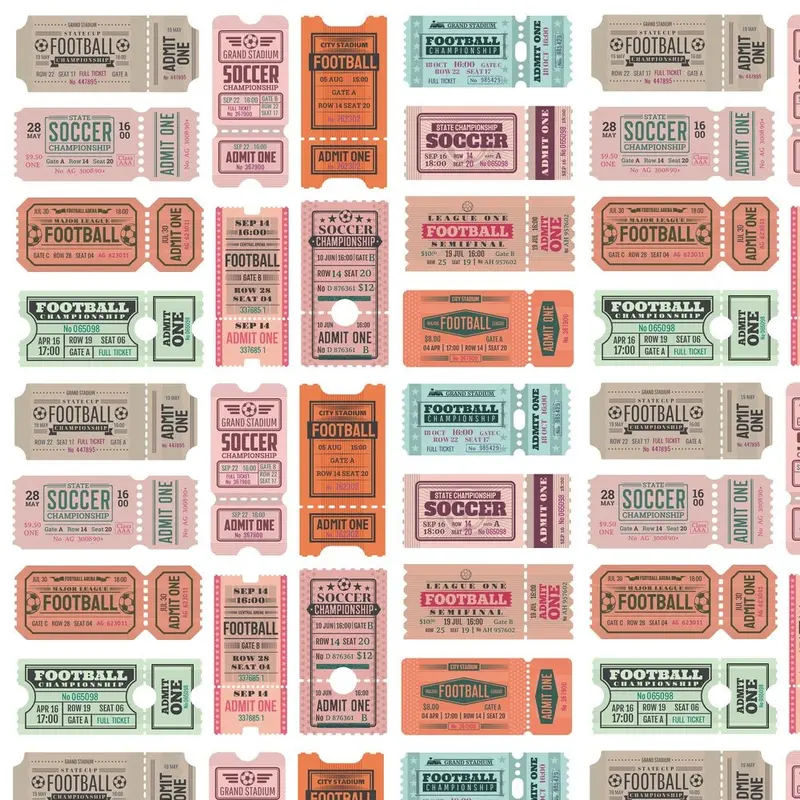 Retro Soccer & Football Tickets Fabric