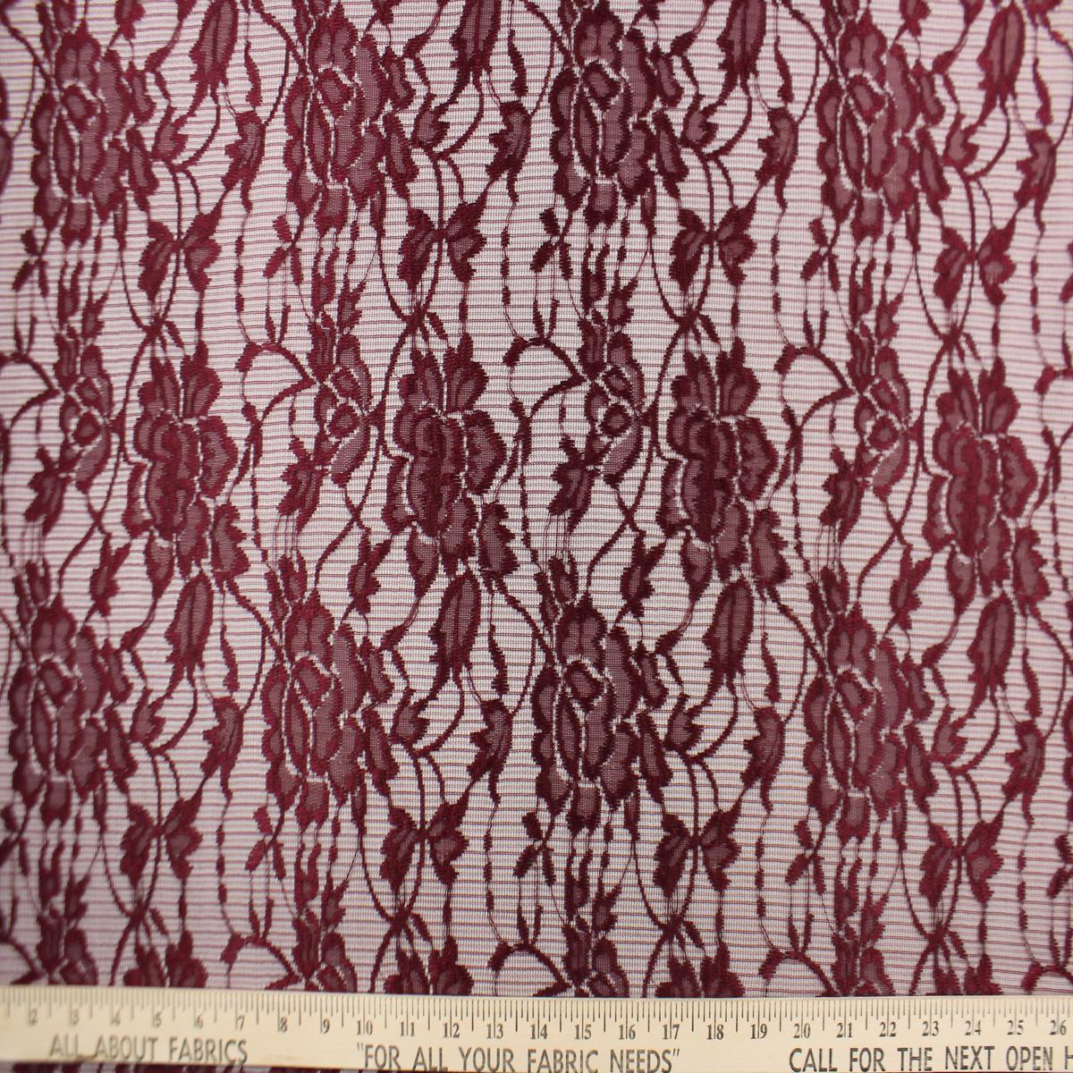 Stretch Lace Fabric in Garnet