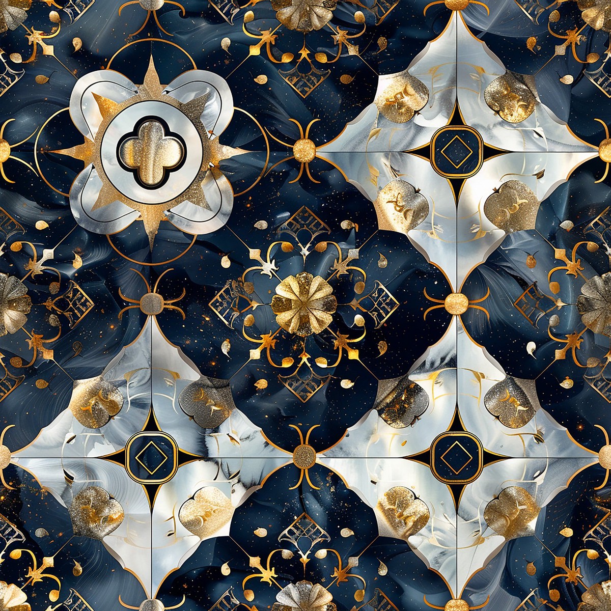 Baroque Celestial Pattern 6 Quilting Cotton Fabric