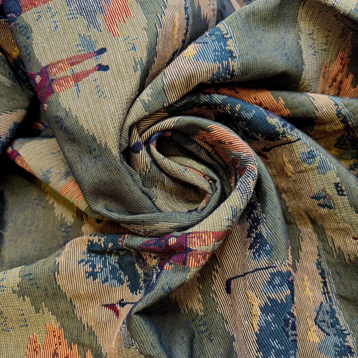 Homestead On A Golf Course - Tapestry Weave Polyester Blend Woven - Green/Burgundy Golf Course - 1.1M Bundle