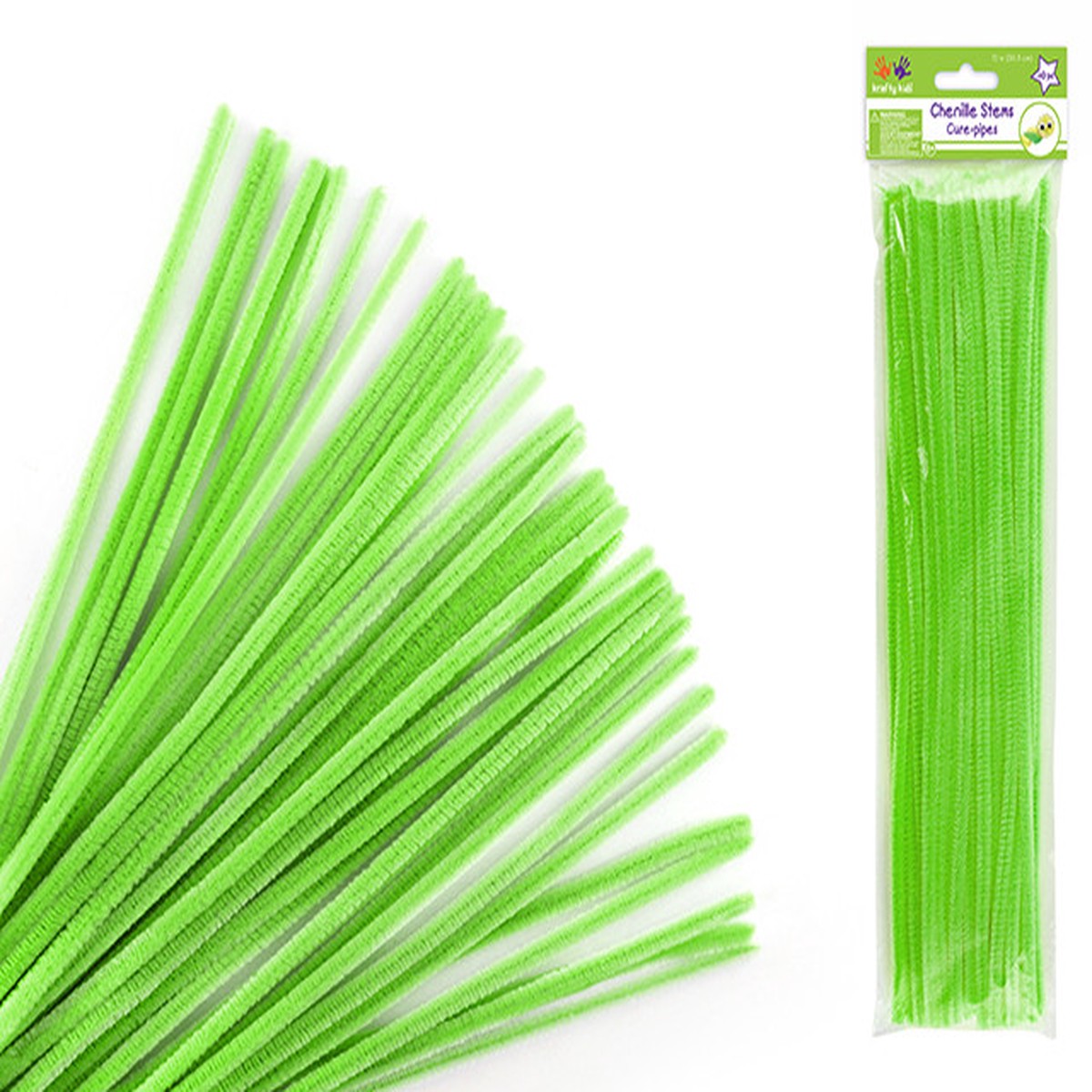 LIME GREEN Premium 40-Count Chenille Stems - 6mm x 12"