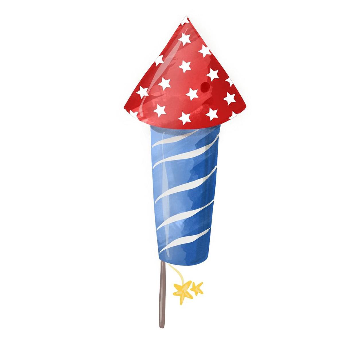 Firework Rocket With Stars Fabric Panel