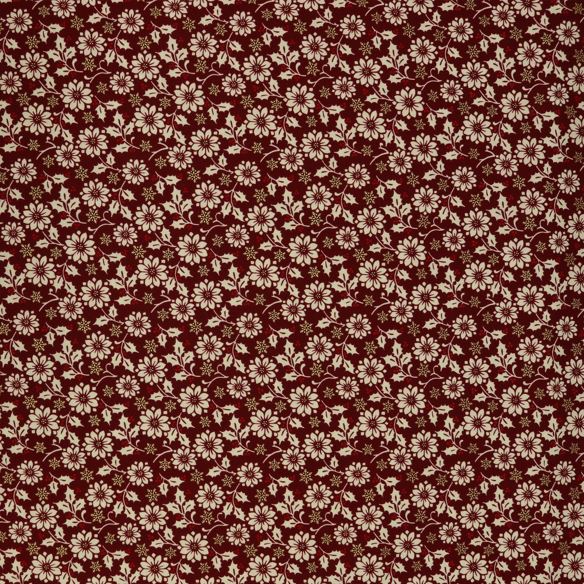 Holiday Tidings Fabric Collection - Flower Berry Burgundy