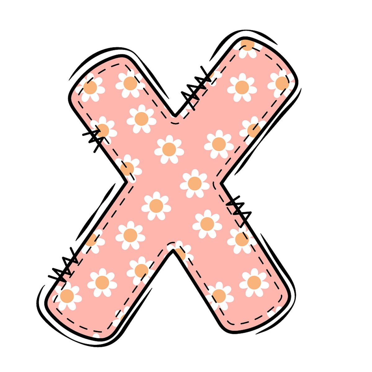 Groovy Doodle Flowers X Fabric Panel