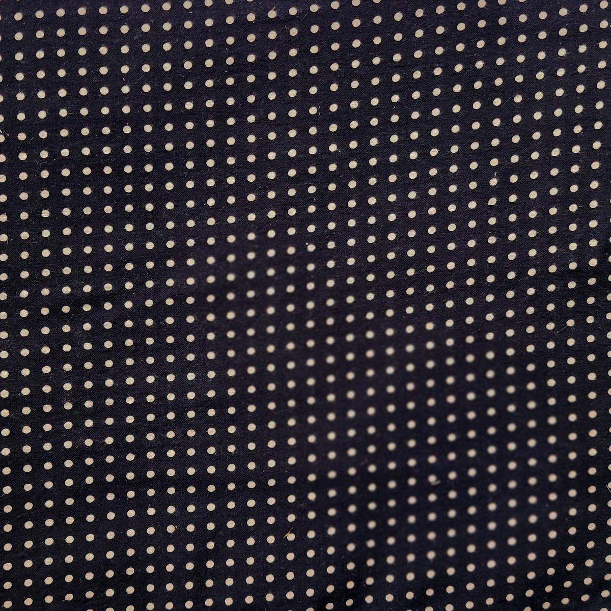 Pure Cotton Ajrak Vegetable Dyed Black With Cream Tiny Dots Hand Block Print Fabri