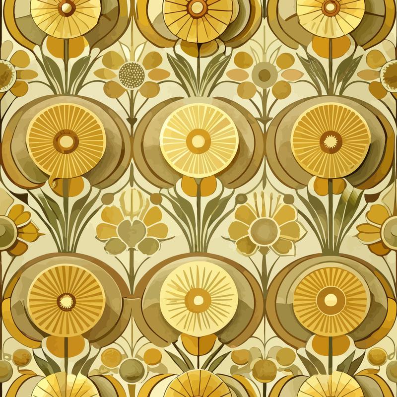 Art Deco Florals Pattern 32 Quilting Cotton Fabric