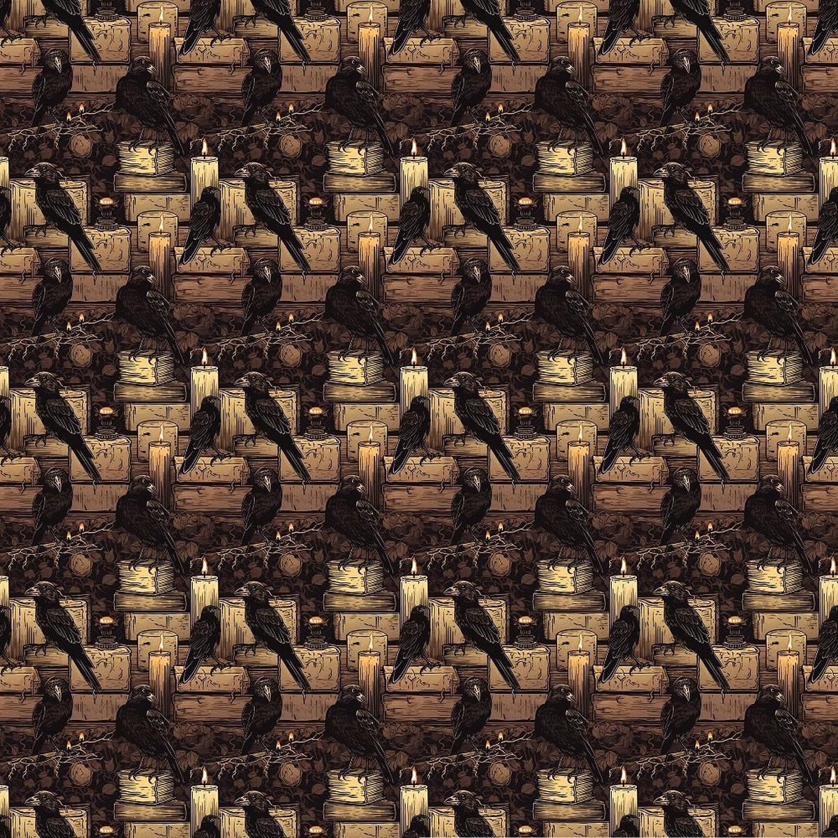 Edgar Allen Poe Crows Candles Fabric