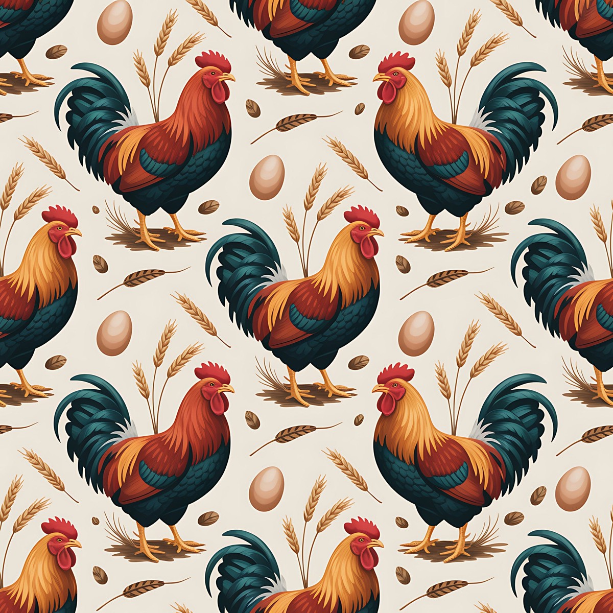 Chicken and Eggs Pattern 2 Quilting Cotton Fabric