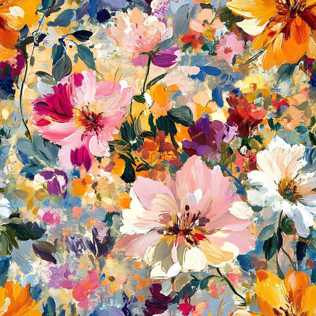 Impressionist Floral Pattern 3 Quilting Cotton Fabric