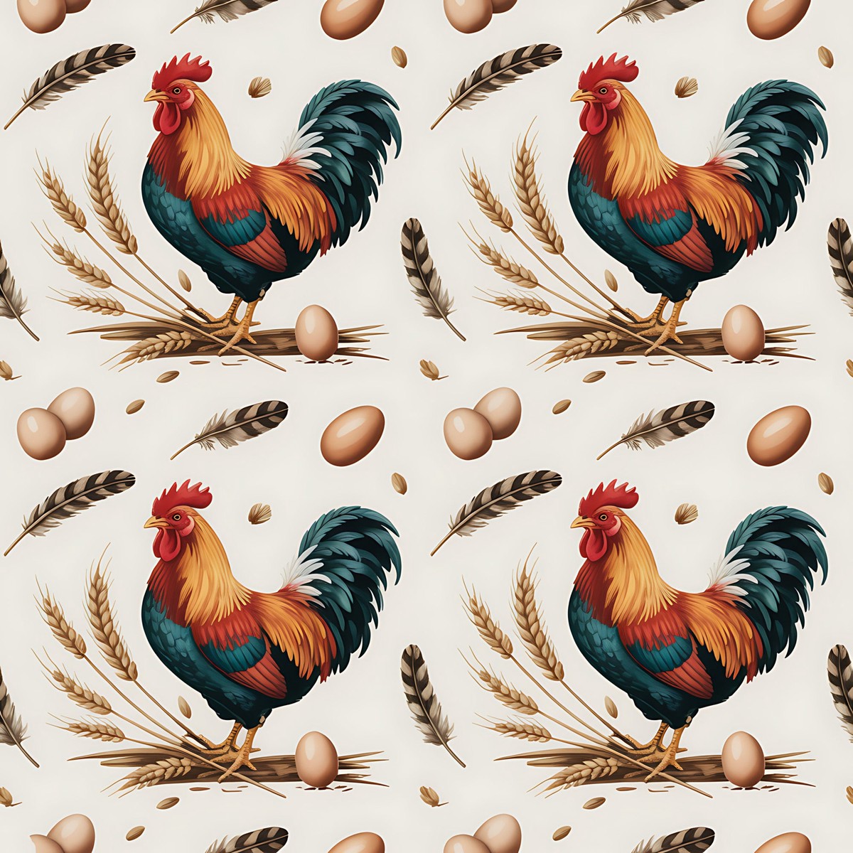 Chicken and Eggs Pattern 1 Quilting Cotton Fabric