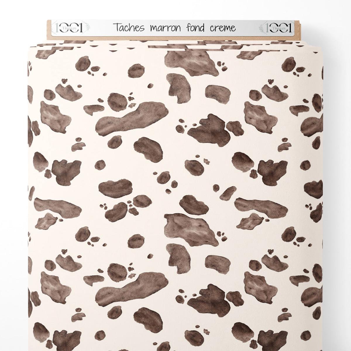Tissu - Taches marron sur fond crme