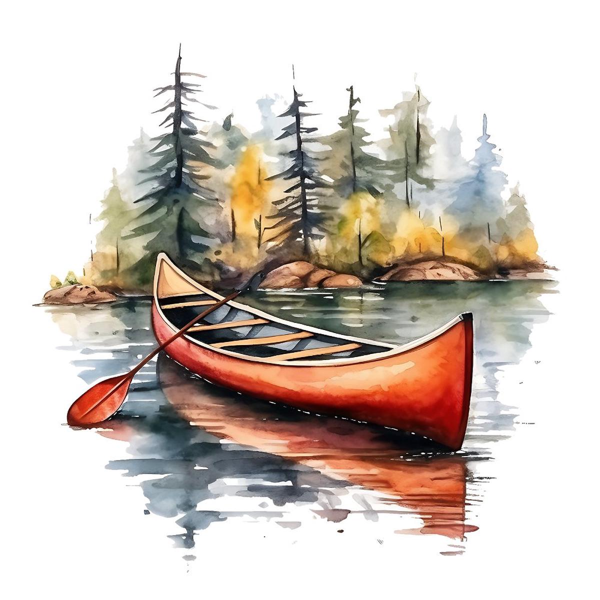 Watercolor Camping 7 Fabric Panel