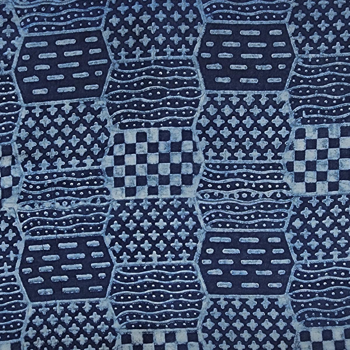 Pure Cotton Akola Indigo White Intricate Design Hand Block Print Fabric