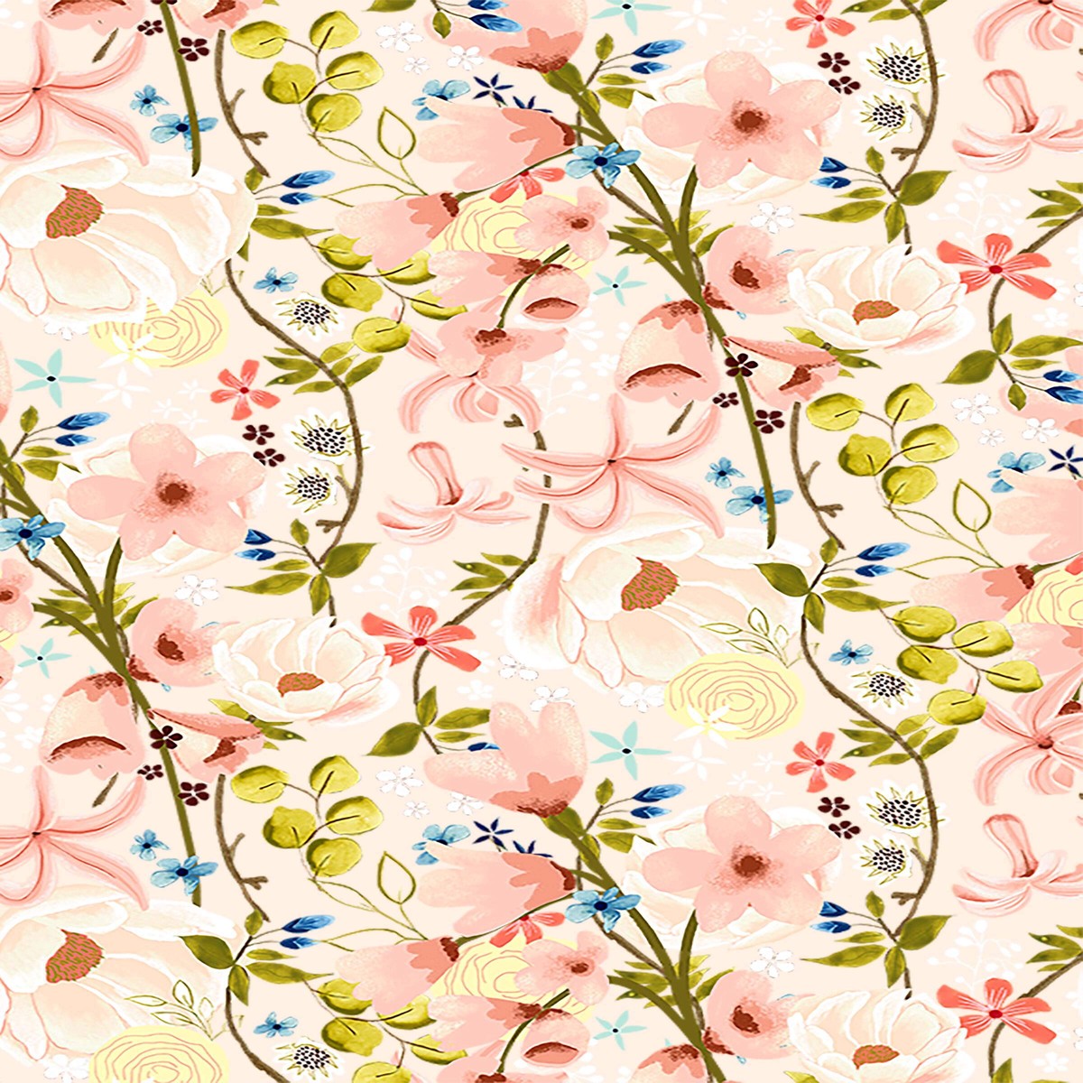 Serenity Blooms Woven Memories By Ginger Deverell For Poppie Cotton Peach