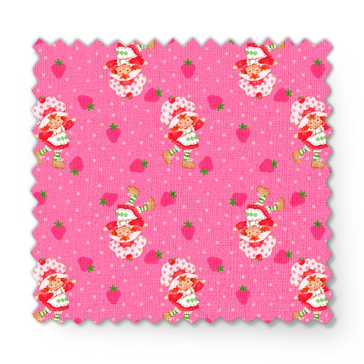 Strawberry Shortcake Character Toss on Rose Fabric