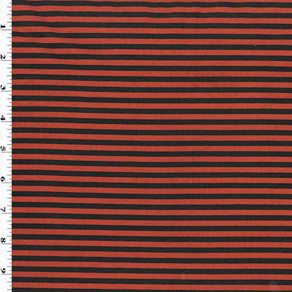 4 1/4 YD PC-Brick Red/Black Stripe ITY Knit Fabric